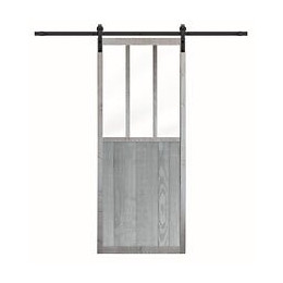 Kit porte coulissante - Bois - Gris cendré - 204x83x4cm