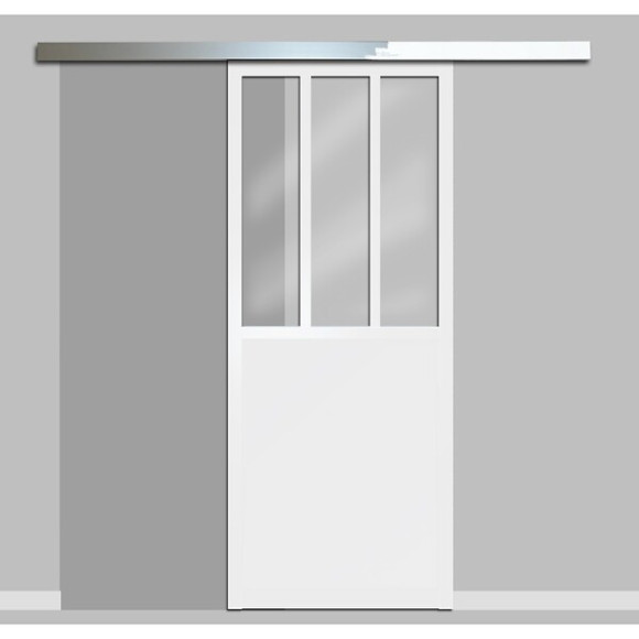 Kit porte coulissante - MDF - Blanc - 204x83x4cm