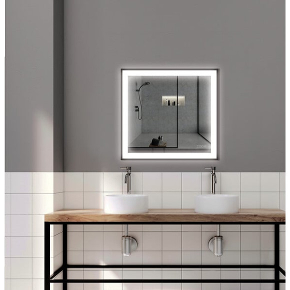 MIROIR LED SWANN BLACK 75X80 CM