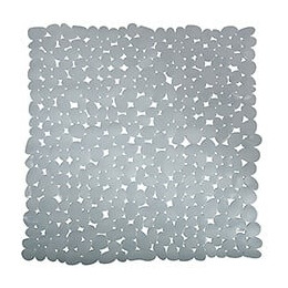 MSV Tapis Fond de douche PVC GALETS 53x53cm Gris