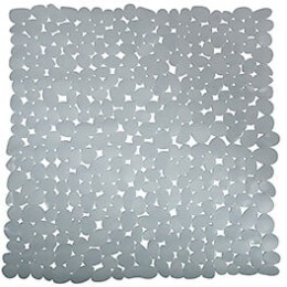 MSV Tapis Fond de douche PVC GALETS 53x53cm Gris