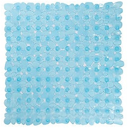 MSV Tapis Fond de douche PVC GALETS 53x53cm Bleu Transparent