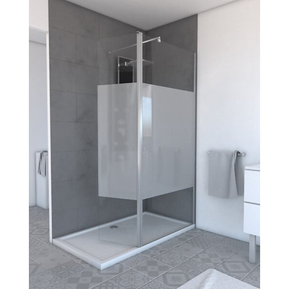 Volet pivotant bande dépolie pour paroi de douche italienne - 40x200cm