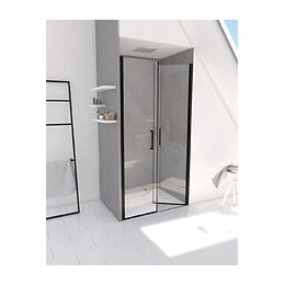 Paroi double porte de douche battantes profilé - Noir - Mat - 90x200cm