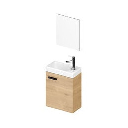 Meuble lave-mains avec vasque et miroir Sweet - Effet bois