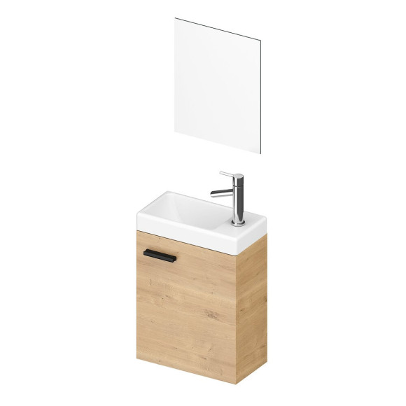 Meuble lave-mains avec vasque et miroir Sweet - Effet bois