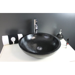 Vasque ronde Terrazzo - Noir - 40x25x15cm