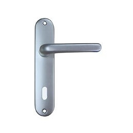 Ensemble poignÂes de porte aluminium argent 165mm trou serrure GO/ON