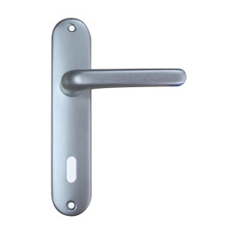 Ensemble poignÂes de porte aluminium argent 165mm trou serrure GO/ON