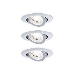 Kit de 3 spots LED orientables ronds Paulmann -  IP20 - 3x4.8W - 3000K - Chromé mat