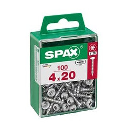 Lot De 100 Vis Acier Tête Ronde Torx Spax Diam.4 Mm X L.20 Mm