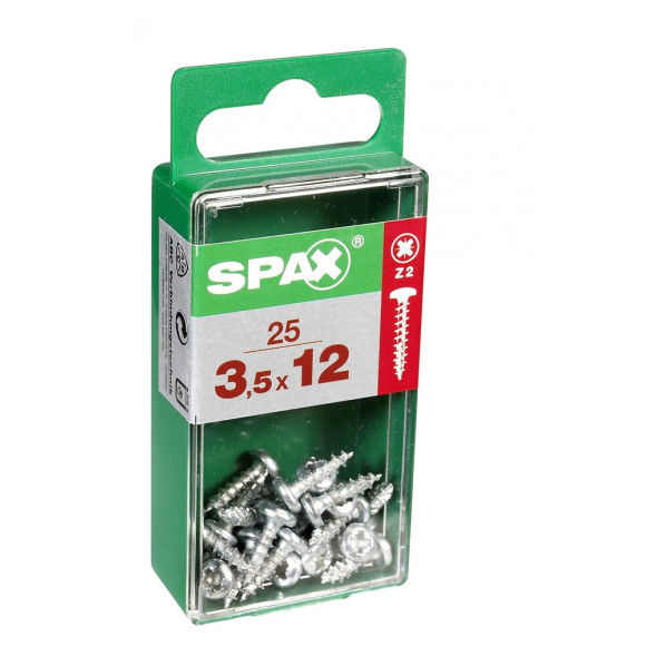 Lot De 25 Vis Acier Tête Ronde Torx Spax Diam.3.5 Mm X L.12 Mm