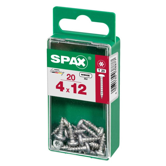 Lot De 20 Vis Acier Tête Ronde Pozidriv Spax Diam.4 Mm X L.12 Mm