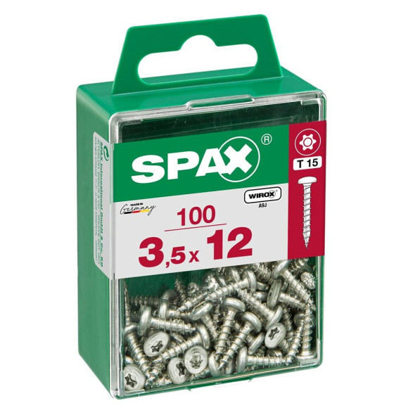 Lot De 100 Vis Acier Tête Ronde Torx Spax Diam.3.5 Mm X L.12 Mm