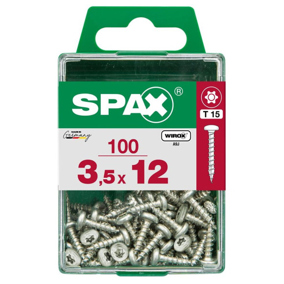 Lot De 100 Vis Acier Tête Ronde Torx Spax Diam.3.5 Mm X L.12 Mm