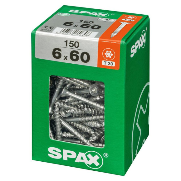 Lot De 150 Vis Acier Tête Fraisée Torx Spax Diam.6 Mm X L.60 Mm