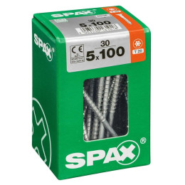 Lot De 30 Vis Acier Tête Fraisée Torx Spax Diam.5 Mm X L.100 Mm