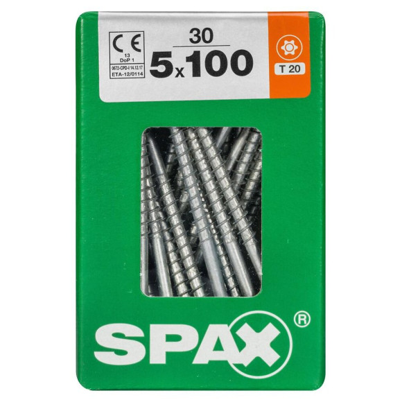 Lot De 30 Vis Acier Tête Fraisée Torx Spax Diam.5 Mm X L.100 Mm