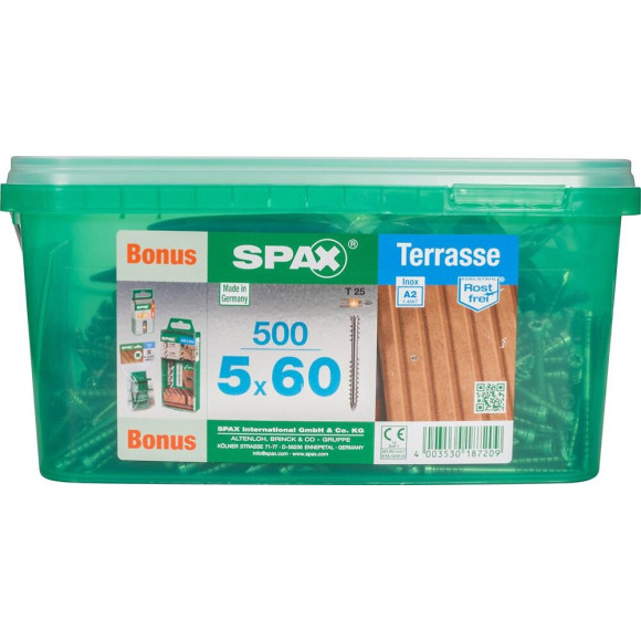 Lot De 500 Vis Terrasse Acier Tête Cylindrique Spax Diam.5 Mm X L.60 Mm