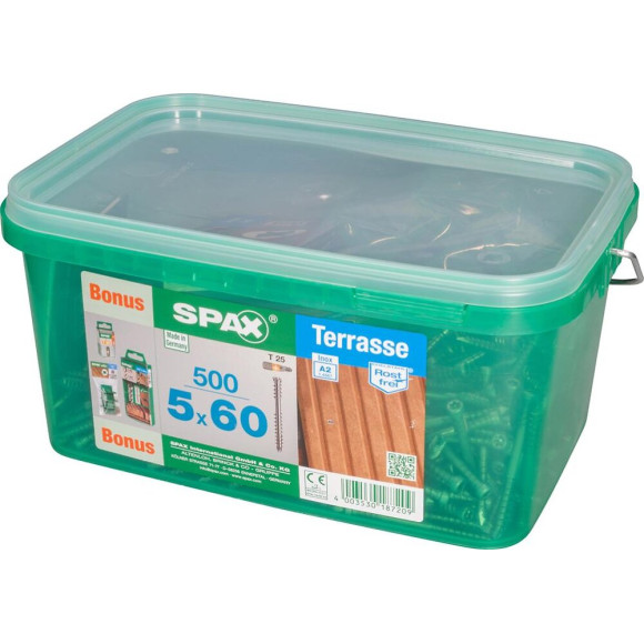 Lot De 500 Vis Terrasse Acier Tête Cylindrique Spax Diam.5 Mm X L.60 Mm