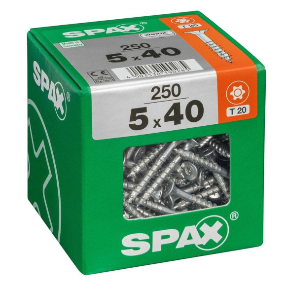 Lot De 250 Vis Acier Tête Fraisée Torx Spax Diam.5 Mm X L.40 Mm