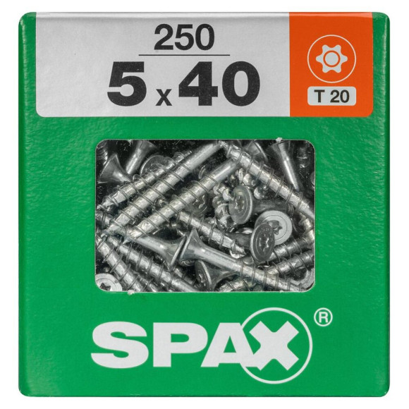 Lot De 250 Vis Acier Tête Fraisée Torx Spax Diam.5 Mm X L.40 Mm