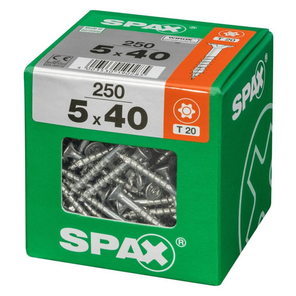 Lot De 250 Vis Acier Tête Fraisée Torx Spax Diam.5 Mm X L.40 Mm