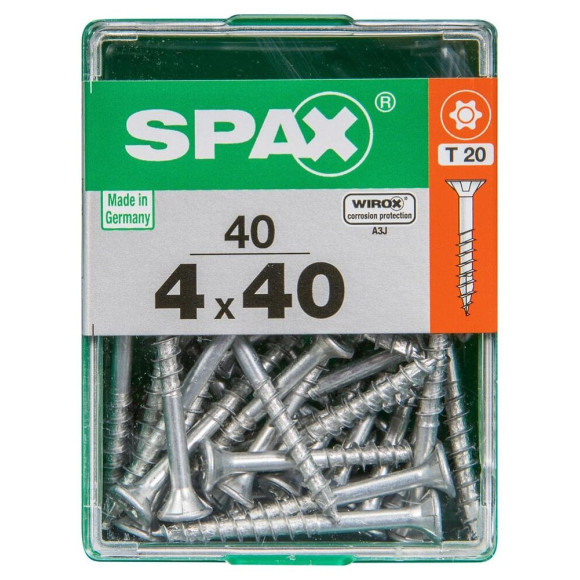 Lot De 40 Vis Acier Tête Autofraisée Plate Spax Diam.4 Mm X L.40 Mm