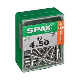 Lot De 40 Vis Acier Tête Autofraisée Plate Spax Diam.4 Mm X L.50 Mm