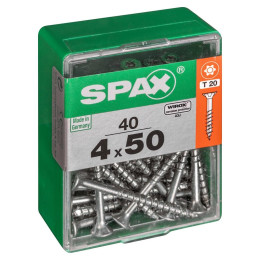 Lot De 40 Vis Acier Tête Autofraisée Plate Spax Diam.4 Mm X L.50 Mm