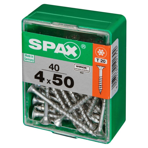 Lot De 40 Vis Acier Tête Autofraisée Plate Spax Diam.4 Mm X L.50 Mm