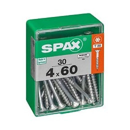 Lot De 30 Vis Acier Tête Autofraisée Plate Spax Diam.4 Mm X L.60 Mm