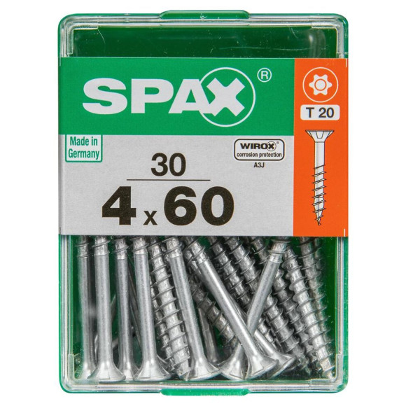 Lot De 30 Vis Acier Tête Autofraisée Plate Spax Diam.4 Mm X L.60 Mm