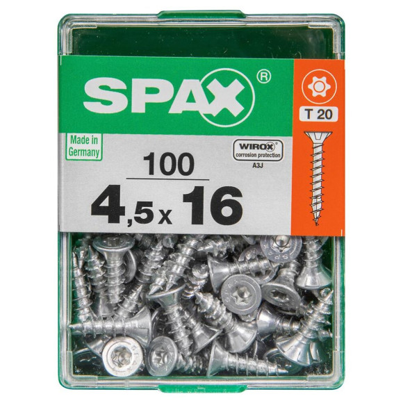 Lot De 100 Vis Acier Tête Autofraisée Plate Spax Diam.4.5 Mm X L.16 Mm