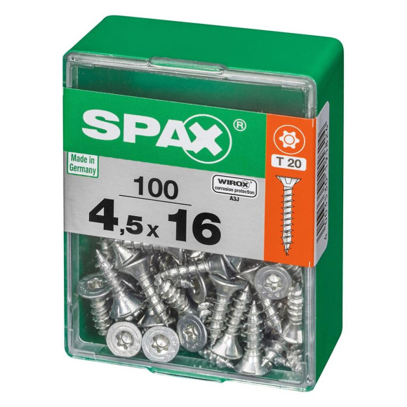 Lot De 100 Vis Acier Tête Autofraisée Plate Spax Diam.4.5 Mm X L.16 Mm