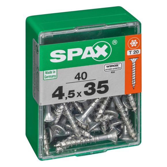 Lot De 40 Vis Acier Tête Autofraisée Plate Spax Diam.4.5 Mm X L.35 Mm