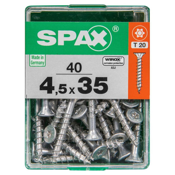 Lot De 40 Vis Acier Tête Autofraisée Plate Spax Diam.4.5 Mm X L.35 Mm