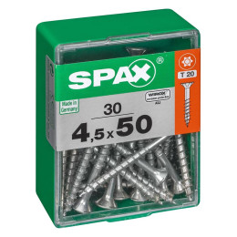 Lot De 30 Vis Acier Tête Autofraisée Plate Spax Diam.4.5 Mm X L.50 Mm