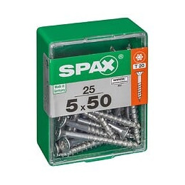 Lot De 25 Vis Acier Tête Autofraisée Plate Spax Diam.5 Mm X L.50 Mm