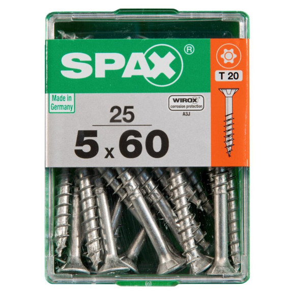 Lot De 25 Vis Acier Tête Autofraisée Plate Spax Diam.5 Mm X L.60 Mm