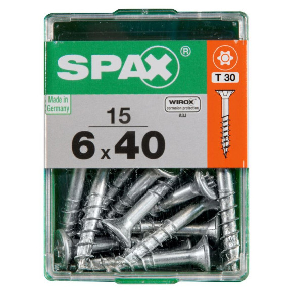 Lot De 15 Vis Acier Tête Autofraisée Plate Spax Diam.6 Mm X L.40 Mm