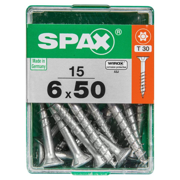 Lot De 15 Vis Acier Tête Autofraisée Plate Spax Diam.6 Mm X L.50 Mm