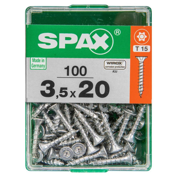 Lot De 100 Vis Acier Tête Autofraisée Plate Spax Diam.3.5 Mm X L.20 Mm