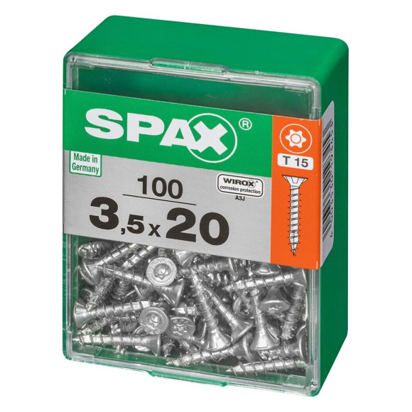 Lot De 100 Vis Acier Tête Autofraisée Plate Spax Diam.3.5 Mm X L.20 Mm