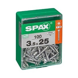 Lot De 100 Vis Acier Tête Autofraisée Plate Spax Diam.3.5 Mm X L.25 Mm