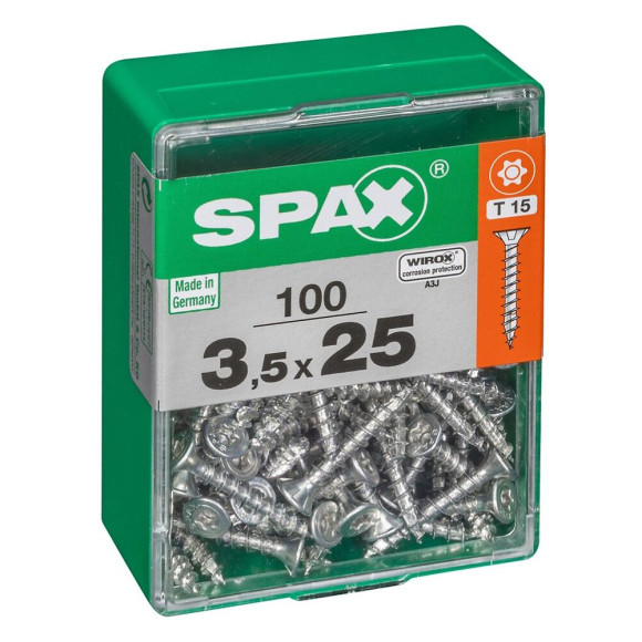 Lot De 100 Vis Acier Tête Autofraisée Plate Spax Diam.3.5 Mm X L.25 Mm