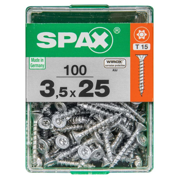 Lot De 100 Vis Acier Tête Autofraisée Plate Spax Diam.3.5 Mm X L.25 Mm