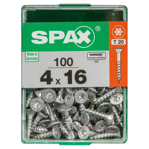 Lot De 100 Vis Acier Tête Autofraisée Plate Spax Diam.4 Mm X L.16 Mm