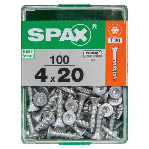 Lot De 100 Vis Acier Tête Autofraisée Plate Spax Diam.4 Mm X L.20 Mm