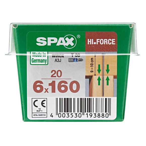 Lot De 20 Vis Acier Tête Fraisée Bombée Torx Spax Diam.6 Mm X L.160 Mm